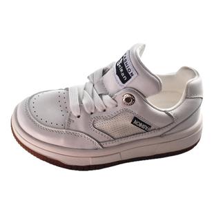 贝然真皮儿童小白鞋男女童板鞋2026新款春秋青少年学生运动休闲鞋