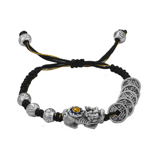 「道系」道家饰品五帝钱貔貅手链男女手工编织铜钱本命年招财守财