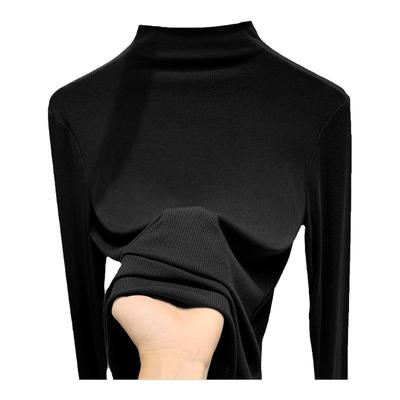 莫代尔棉女童半高领长袖t恤秋装女宝宝洋气春秋款上衣儿童打底衫T