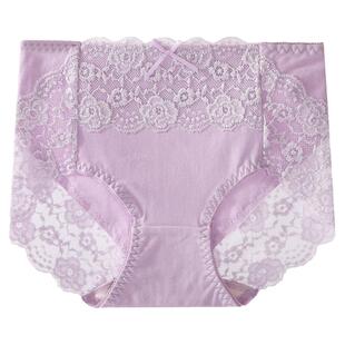 蝶安芬内裤女100%纯棉全棉抗菌裆高腰性感蕾丝无痕夏季薄款小平角