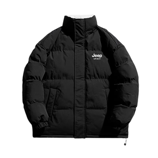 JEEP SPIRIT白色棉服男款2025秋冬季加绒加厚纯色防寒服棉袄外套