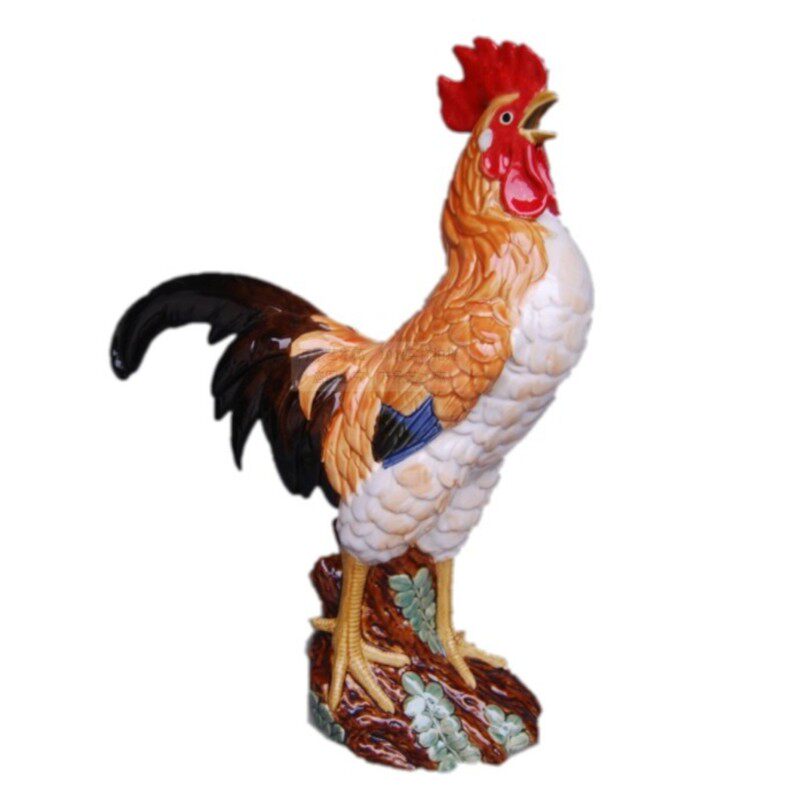 吉祥生肖大公鸡陶瓷摆件屋梁鸡复古玄关家居工艺品家居艺术装饰品