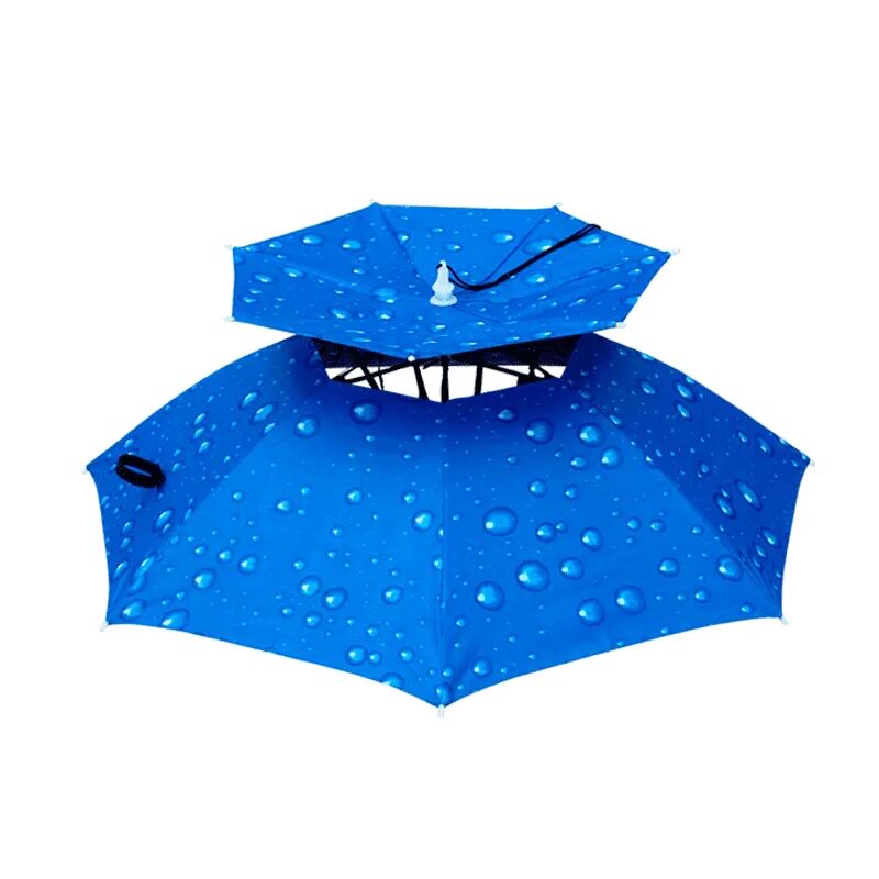 双层头戴式户外垂钓雨伞帽防晒