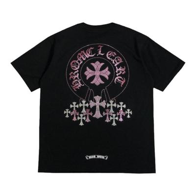 亮瞎眼炸街烫钻红白bling闪亮眼C位焦点个性街头潮十字架短袖T恤