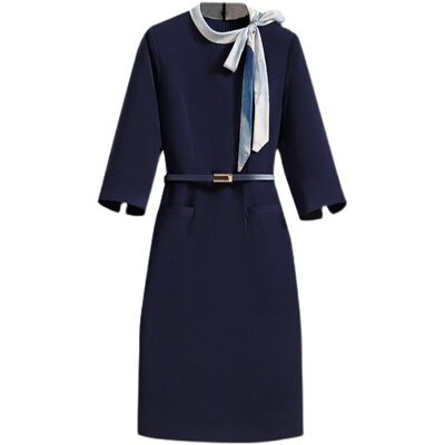 职业装丝带领连衣裙工作服高级感