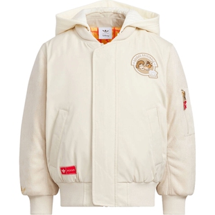 优购adidas阿迪达斯三叶草儿童运动休闲保暖连帽棉服外套KS3161