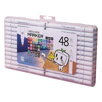 儿童双头油性马克笔48色套装小学生双头12色48色绘画马克笔涂鸦绘