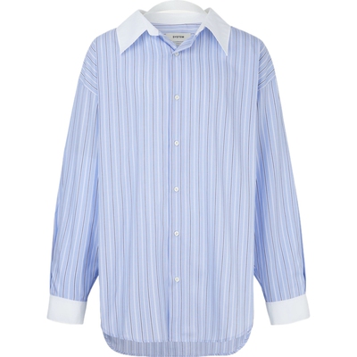 SYSTEM春夏男士大廓形条纹棉质府绸衬衫