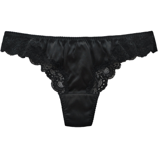 桑蚕丝健身t字裤女 秋冬无痕情调丁字裤女纯欲性感蕾丝女士内裤