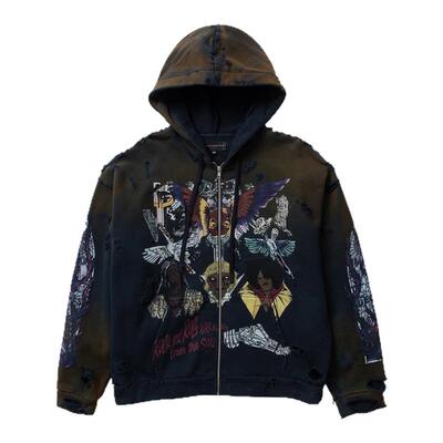 WDW摇滚群星印花拉链连帽卫衣