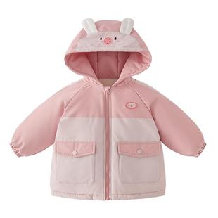 [抗菌锁温]女童秋冬棉服男童连帽棉袄宝宝夹棉加厚外套儿童冬棉衣