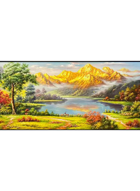 《金翠间》客厅办公室挂画墙上靠山山水背景墙装饰画日照金山油画