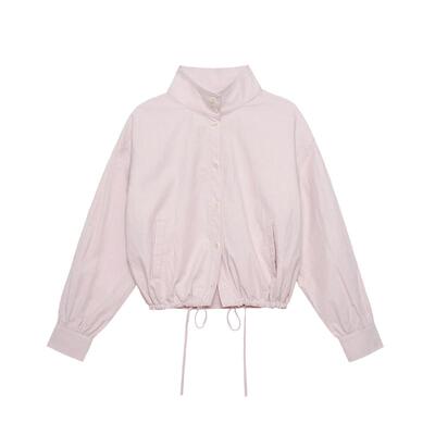 LLANO立领压褶复古法式衬衫夹克