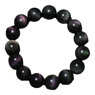 纯天然双彩虹眼黑曜石手链猫眼金曜石银曜石男女情侣佛珠水晶手串