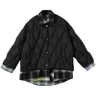 女童羽绒服轻薄款2025冬季新款中大童洋气拼接款90白鸭绒冬装外套