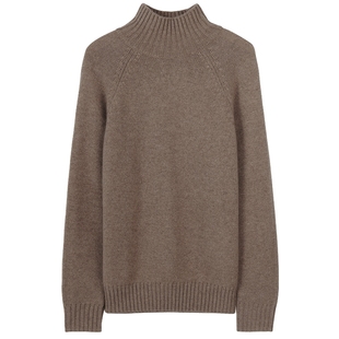 GOBI戈壁秋冬宽松纯色翻领高领简约男士针织衫山羊绒毛衣上衣UK44