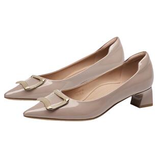 [陈数同款]接吻猫[银锭猫掌鞋]通勤裸色粗跟单鞋静音高跟鞋不累脚