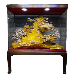 大型崖柏金丝楠木雕摆件客厅装饰八骏马山水花鸟动物根雕开业礼品