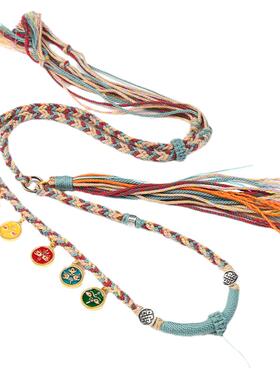 藏式五路财神绳飞天款唐卡文玩绳