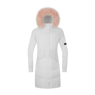 探路者羽绒服女鹅绒中长款户外冬季大毛领加厚保暖棉服女款外套