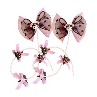 儿童库洛米珍珠编发链发夹女卡通流苏不伤发头饰发卡2025新款发饰