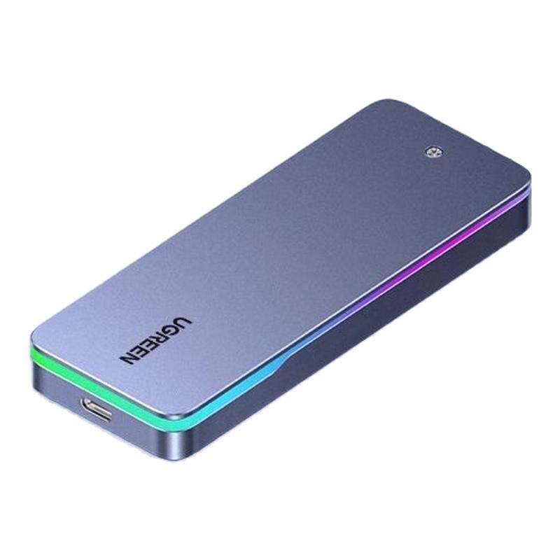 绿联m2固态硬盘盒子nvme/sata20gbpsm.2移动硬盘外接盒RGB通用ssd