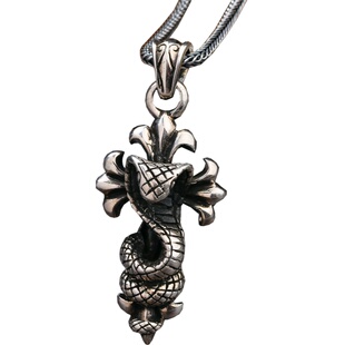 银饰品复古泰银925银蛇十字架项链吊坠个性男士首饰潮男项坠