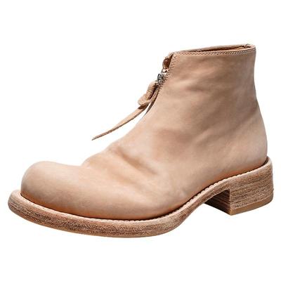 钧博马臀皮侧拉链皮靴