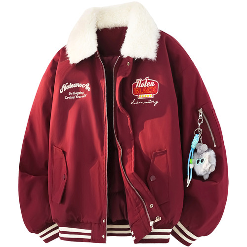 NOTEARS 美式复古刺绣情侣飞行夹克棉衣冬季加厚棉服外套男女同款