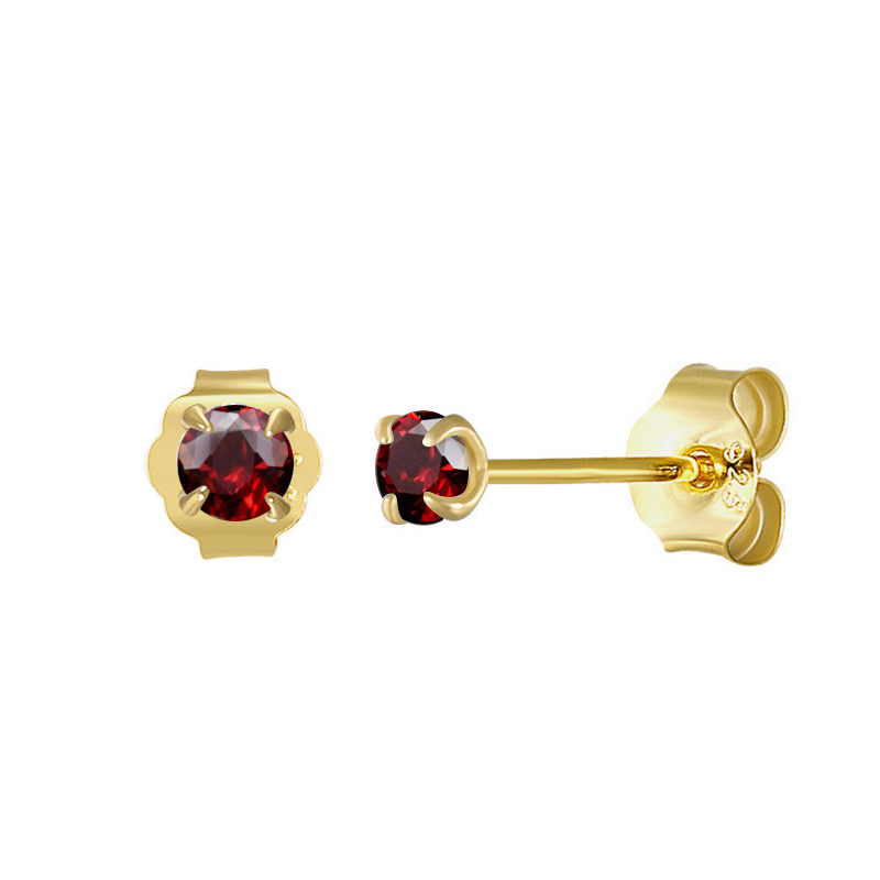 迷你精致小巧过年红宝石纯银耳钉