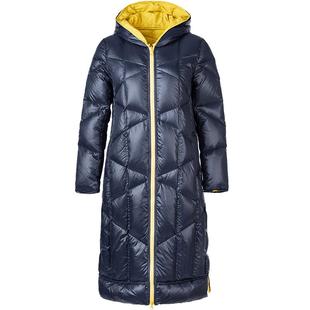 名师路冬装年新款鸭绒双面撞色连帽羽绒服女中长款冬天外套女