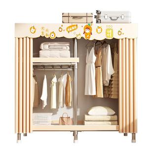 衣柜家用卧室布衣柜出租房用简易组装全钢架加厚加粗结实耐用衣橱