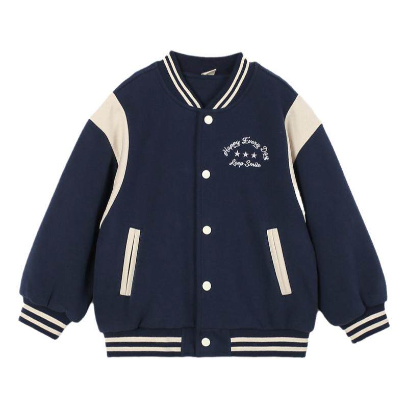 男童新款秋冬双层棉布内里棒球服