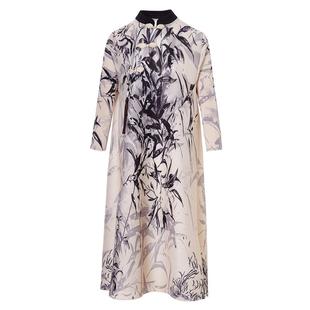 三宅褶皱衣服duangduang裙子女装国风新款妈妈连衣裙新中式弹簧裙