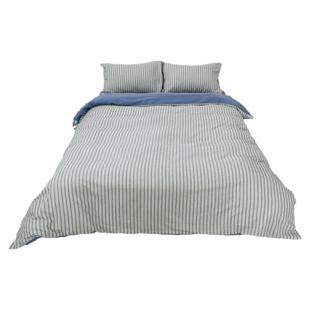 新房客 复古牛仔丹宁蓝全棉四件套提花重工单人三件床单被套床笠