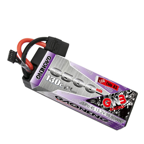 高能GNB 6500mAh 4S 15.2V 130C 薄长电车船RC硬壳出线高压锂电池