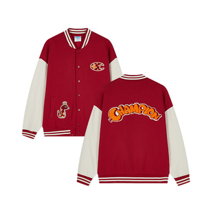 王子奇同款Champion冠军蛇年棒球服加绒外套春秋新款本命年红色
