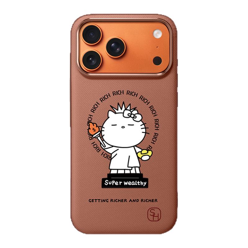 SHEHENG ×生财猫咪适用苹果17promax手机壳卡通新款iPhone17Pro全包防摔官网同款高级卡包磁吸支架保护套ko1