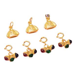 S925纯银真金电镀衣食无忧吊坠DIY饰品配件材料彩宝小吊坠