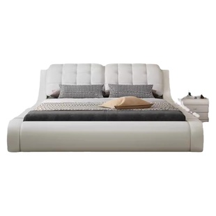 简约现代皮床1.8米大床主卧家用双人床榻榻米意式软床1.5单人床