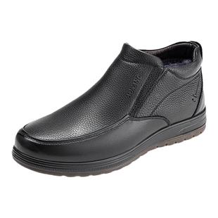 奥康棉鞋男款冬季爸爸鞋真皮商务高帮皮靴舒适羊毛加绒加厚棉皮鞋