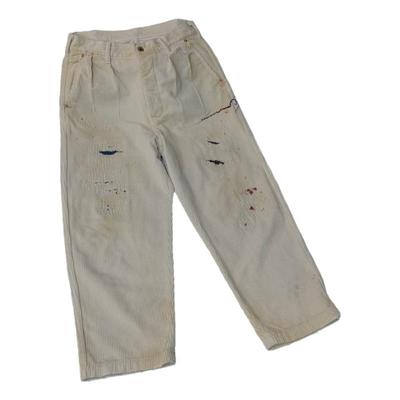 Wirote威络复古洗水古布补丁做脏宽松垮穿灯芯绒休闲裤九五分350g