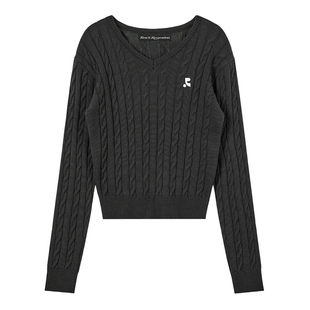 RestandRecreation官方2025秋冬RR新款羊毛V领刺绣logo针织上衣女