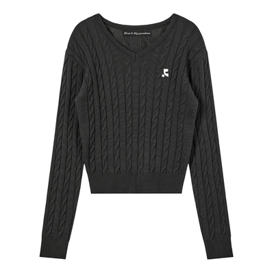 RR新款羊毛V领刺绣logo针织上衣