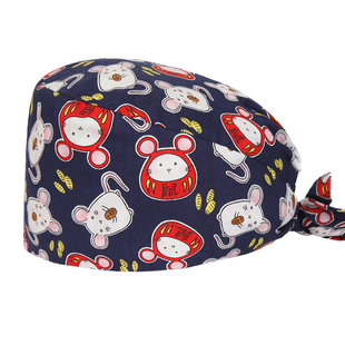 印花手术帽护士帽子女可爱口腔医生帽男包头帽厨房防油烟帽防尘帽