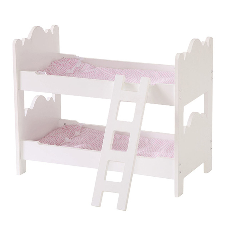 白色木质仿真双层床娃娃屋玩具