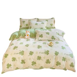 床单被套四件套磨毛加厚小清新款爆款冬天单人学生宿舍三件套被罩