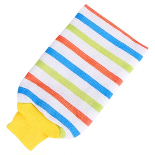 秦老大彩色条纹搓澡巾 双层沐浴手套搓背巾双面加厚洗澡巾搓灰布