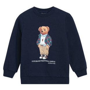 POLOWALK童装男童圆领加绒卫衣2025秋冬新款中大童保暖上衣内搭潮