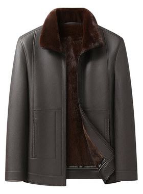 胖爸爸特大码男加厚保暖皮夹克